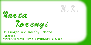 marta korenyi business card